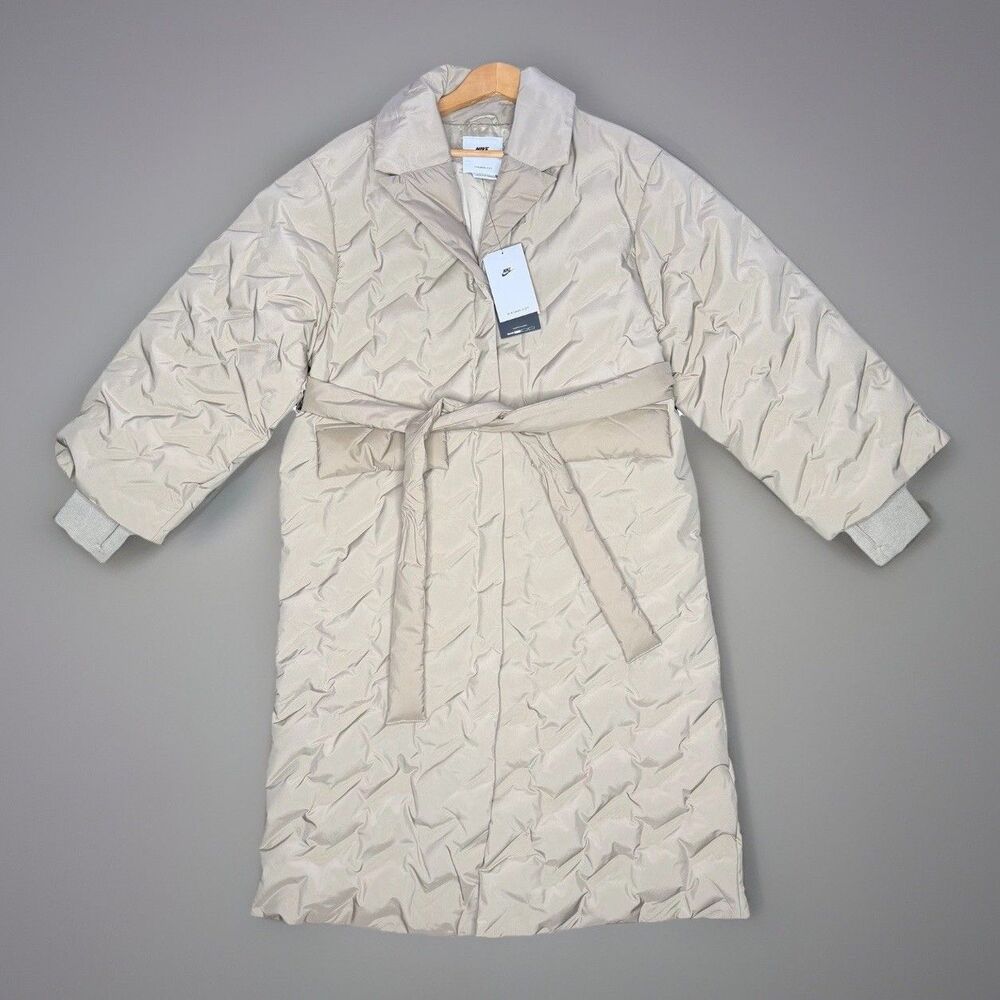 Sz XS Nike Therma Fit Oversized Swoosh Trench Coat Beige Women’s IB2010-247
